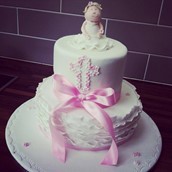 Frills and Floral Christening cake  - licky lips cakes liverpool