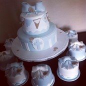 Bunting cake with mini cakes christening Favourite memories christening cake  - licky lips cakes liverpool