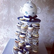 Vintage teapot wedding cake and cupcakes  - licky lips cakes liverpool